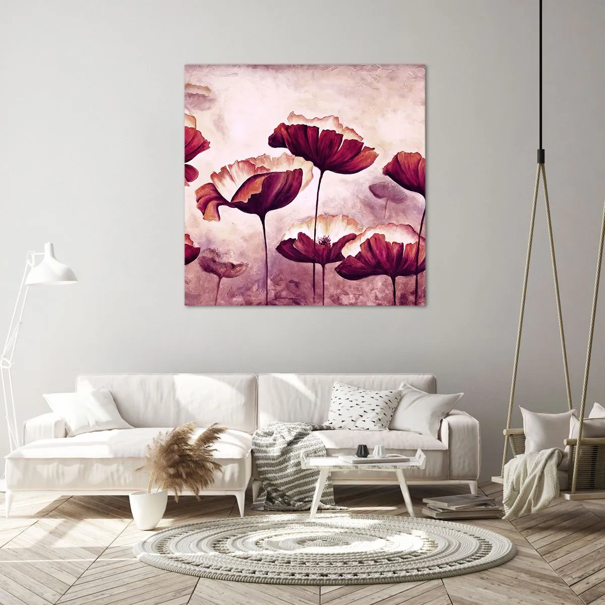 Bild auf Leinwand - Leinwandbild - Rotes und weißes Blütenblatt - 50x50 cm
