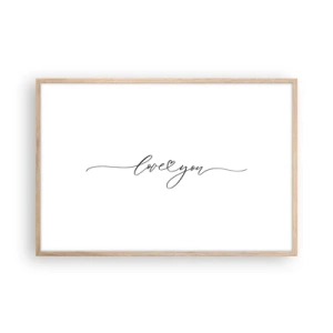 Poster in einem Rahmen aus heller Eiche - Schwarz auf weiß - 91x61 cm