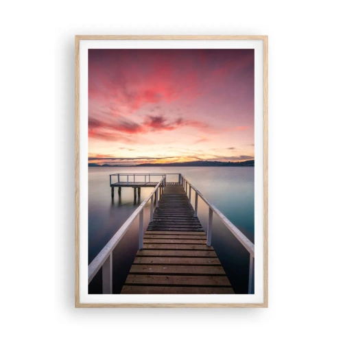 Poster in einem Rahmen aus heller Eiche - Die sanfte Flamme des Abends - 70x100 cm