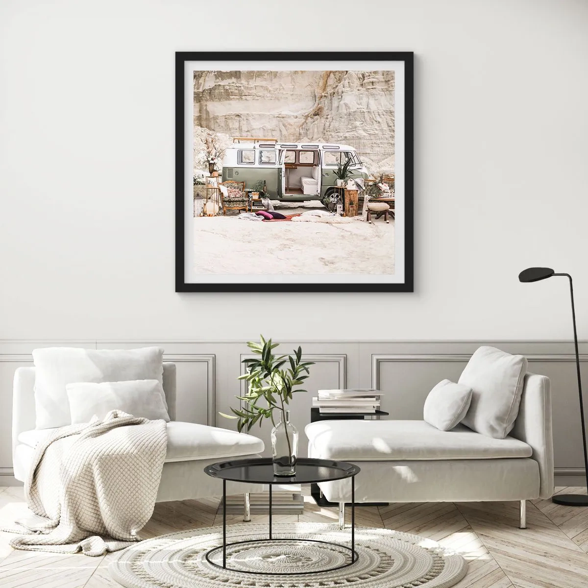 Poster in einem schwarzem Rahmen - Es ist die Zeit, die Reise zu beginnen - 50x50 cm