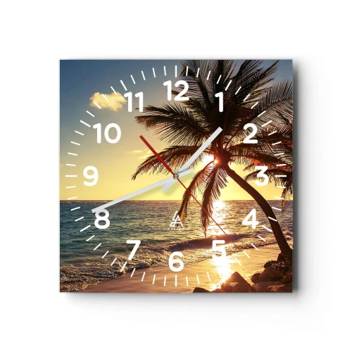 Wanduhr - Glasuhr - Sommer unter Palmen - 40x40 cm