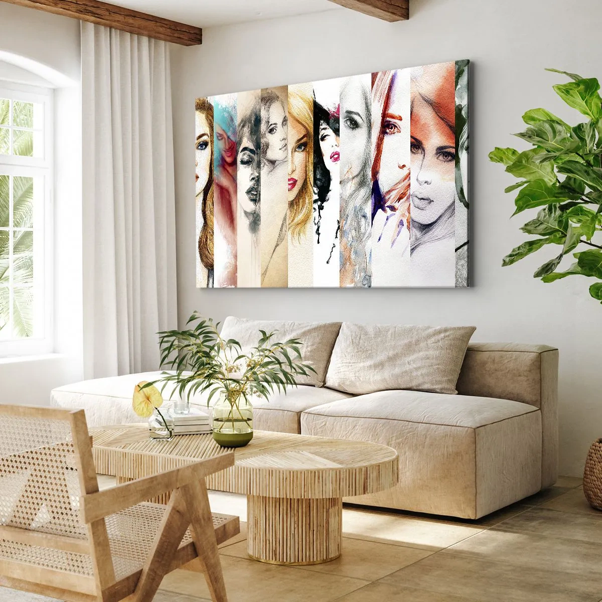Bild auf Leinwand - Leinwandbild - Eine Sammlung von Frauenporträts in verschiedenen künstlerischen Stilen. - 70x50cm - Und es ist immer DU - Moderne Wanddekoration für Wohnzimmer und Schlafzimmer ARTTOR