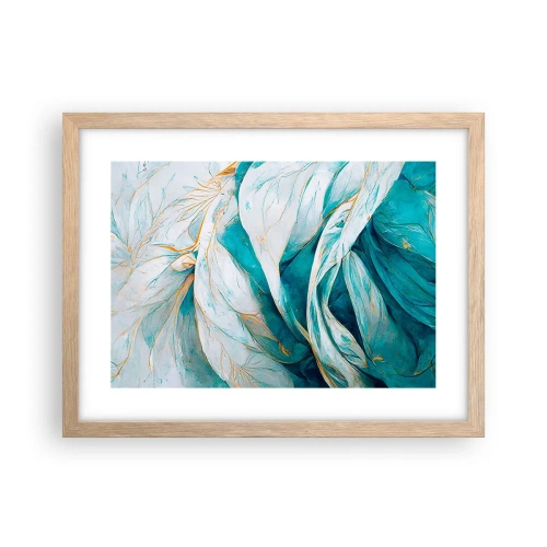 Poster in einem Rahmen aus heller Eiche - Blaue Abstraktion mit goldenem Motiv - 40x30 cm