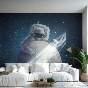 Selbstklebende Fototapete Deluxe Sticker - Weltraumjoker - Astronaut, Kosmos, Mond - 500x350 cm