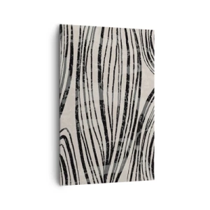 Bild auf Leinwand - Leinwandbild - Abstrakte Wellen in Schwarz-Weiß-Tönen - 80x120cm - Linienpool - Moderne Wanddekoration für Wohnzimmer und Schlafzimmer ARTTOR