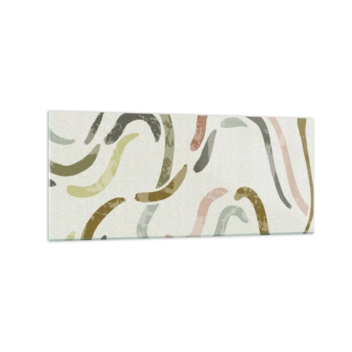 Glasbild - Bild auf glas - Abstrakte Bögen in Pastellfarben - 120x50cm - Fröhlicher Tanz der Abstraktion - Moderne Wanddekoration für Wohnzimmer und Schlafzimmer ARTTOR