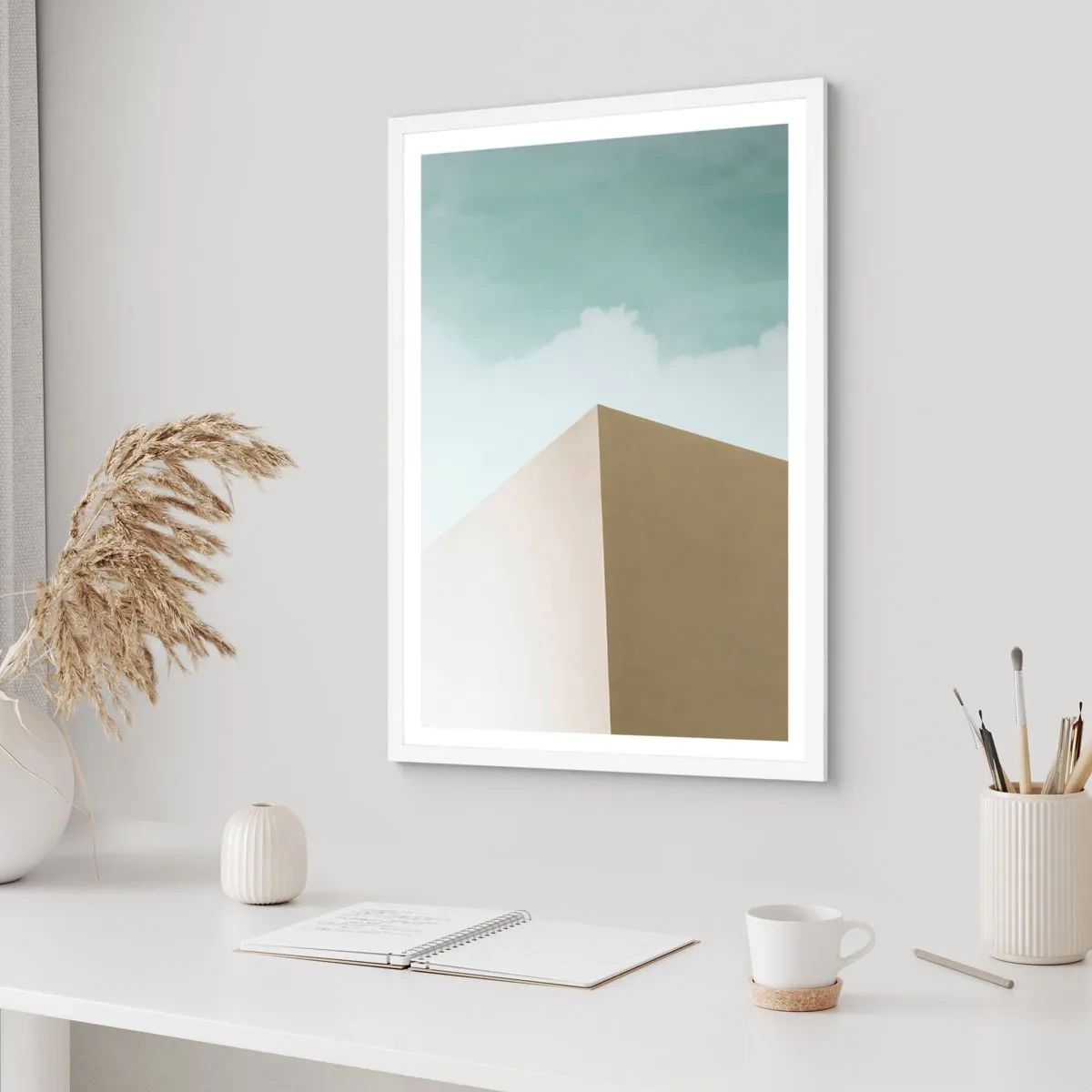 Poster in einem weißen Rahmen - Geometrie des sonnigen Sommers - 70x100 cm