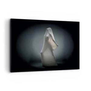 Bild auf Leinwand - Leinwandbild - Eine Figur aus weißem Stoff auf dunklem Hintergrund - 120x80cm - Versteckte Wünsche - Moderne Wanddekoration für Wohnzimmer und Schlafzimmer ARTTOR