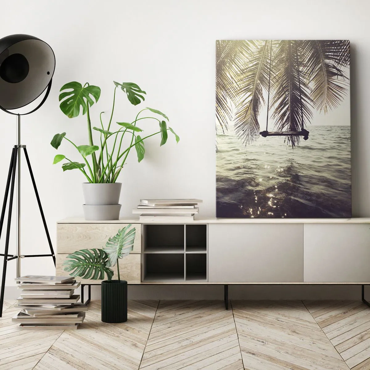 Bild auf Leinwand - Leinwandbild - Sie können nach Belieben in den Wolken schwingen - 55x100 cm