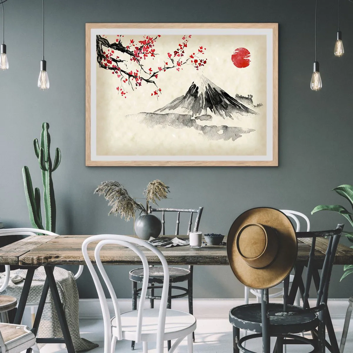 Poster in einem Rahmen aus heller Eiche - Liebe Japan - 40x30 cm