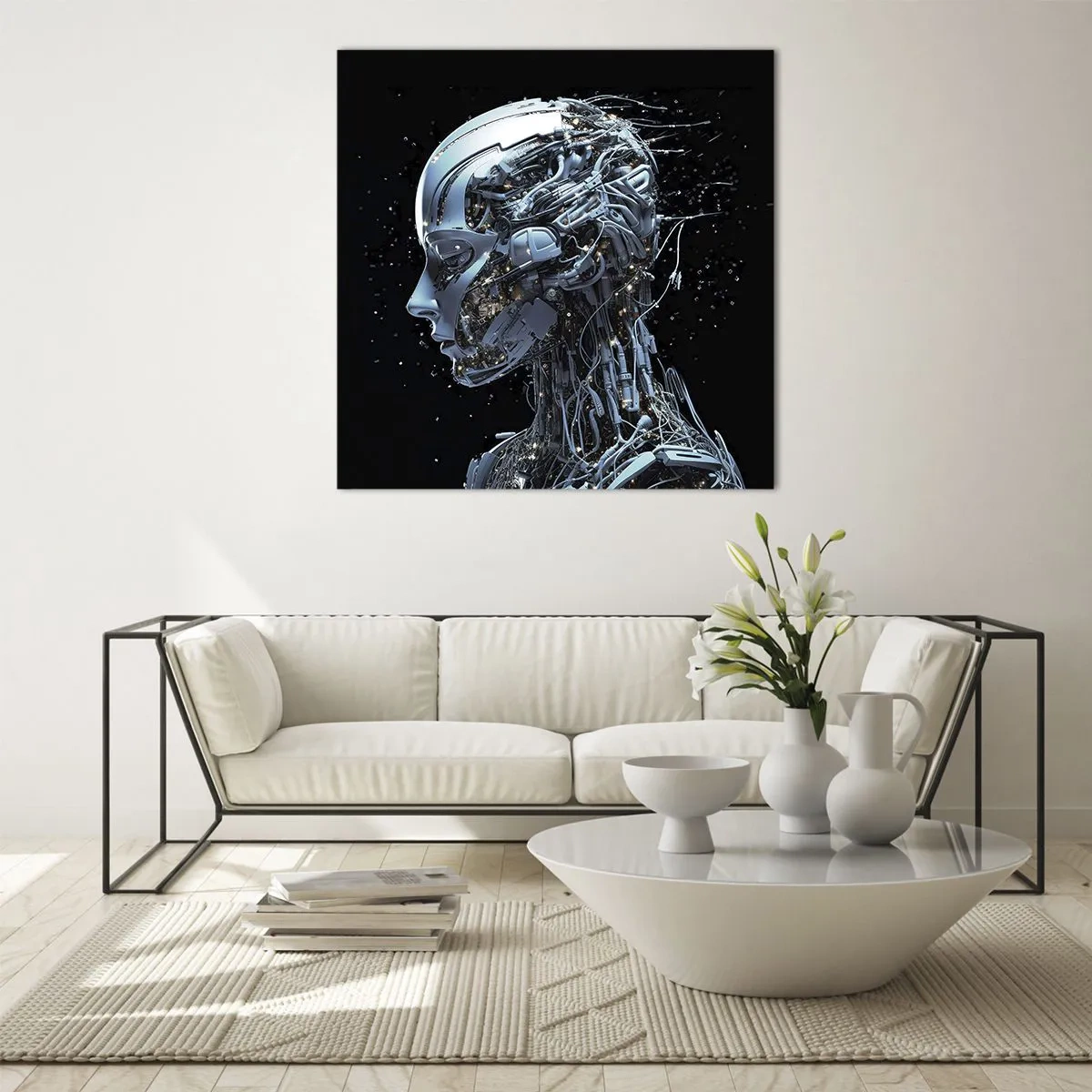 Glasbild - Bild auf glas - Technologie ist eine Frau - 70x70 cm