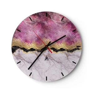 Wanduhr - Glasuhr - Ballerina springt mit fließendem rosa Stoff - 30x30cm - An der Grenze - Moderne Wanddekoration für Wohnzimmer, Küche und Schlafzimmer ARTTOR
