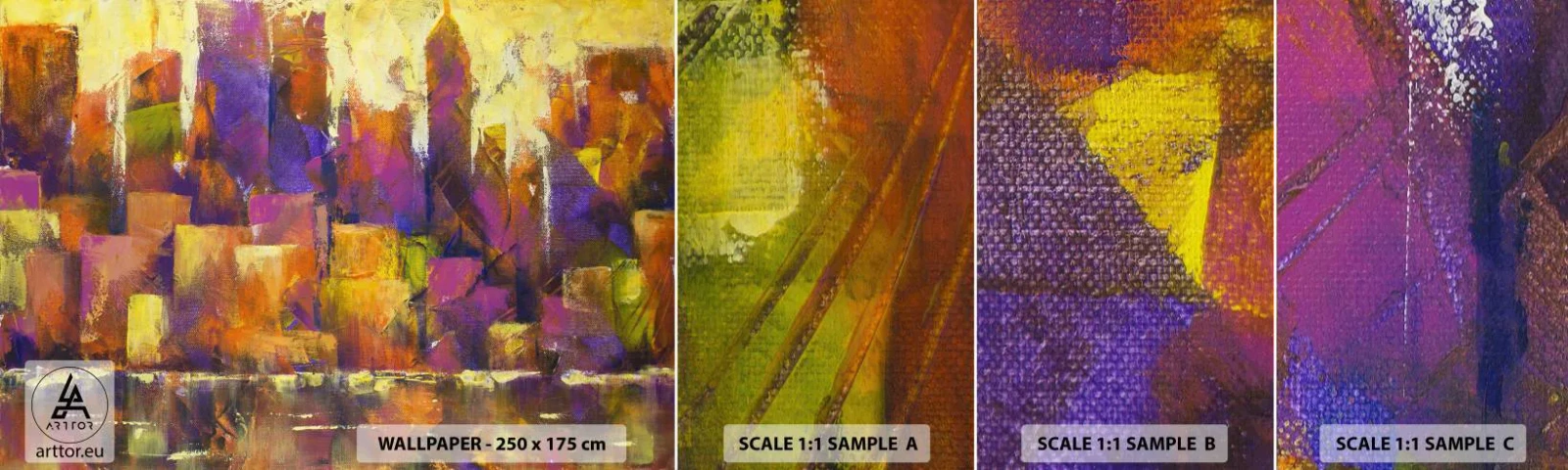 Fototapetenmuster Standard Eco - Metropolitische Komposition - Abstraktion, Stück, Moderne Kunst - 100x30 cm