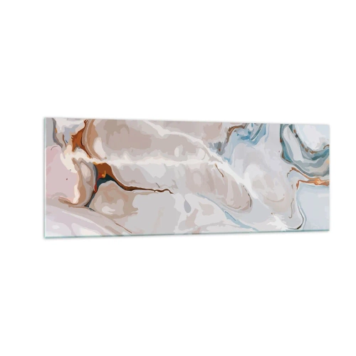 Glasbild - Bild auf glas - Abstraktes Muster in Weiß- und Blautönen - 140x50cm - Blau schlängelt sich unter dem Weiß - Moderne Wanddekoration für Wohnzimmer und Schlafzimmer ARTTOR