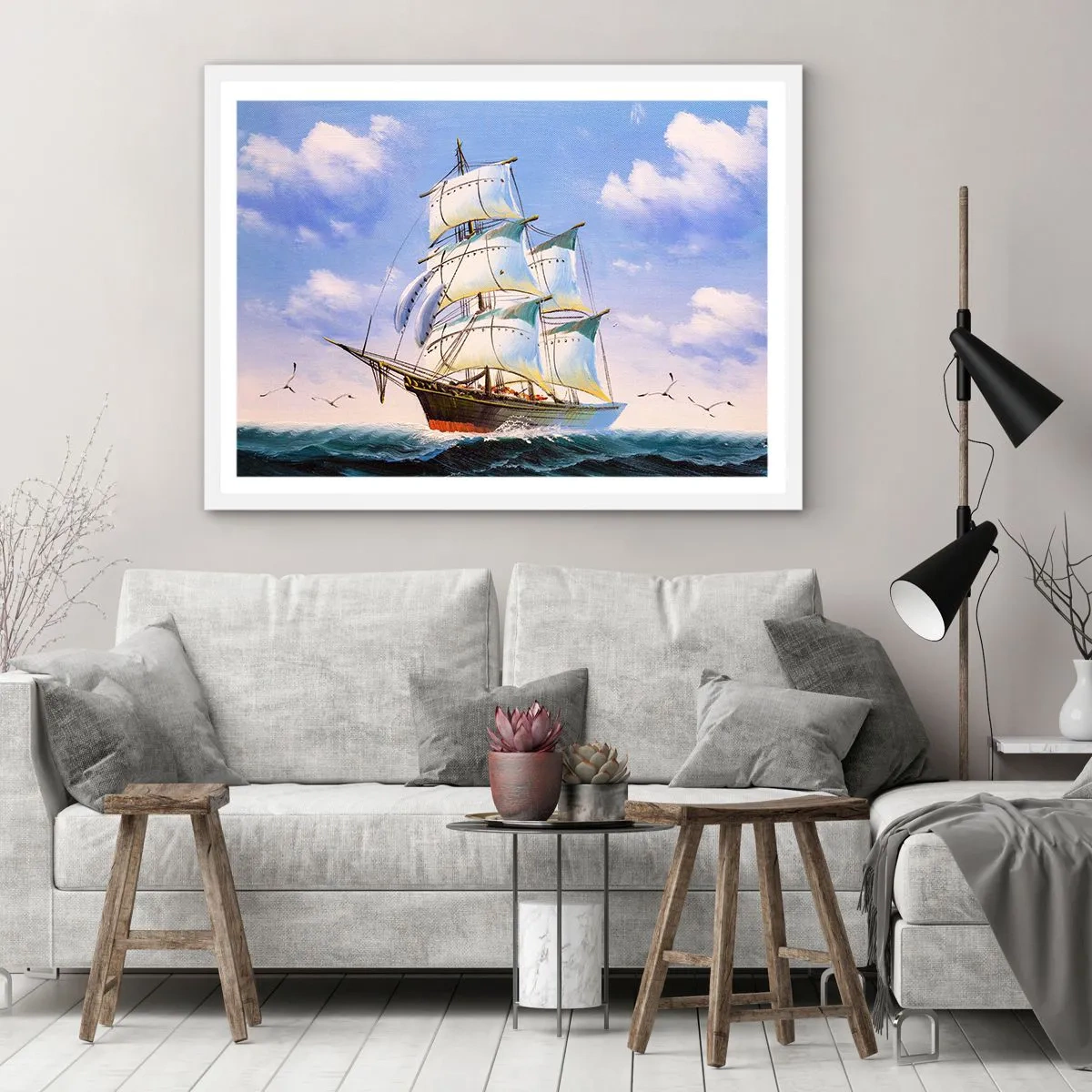 Poster in einem weißen Rahmen - Mit Stolz mit dem Wind - 100x70 cm