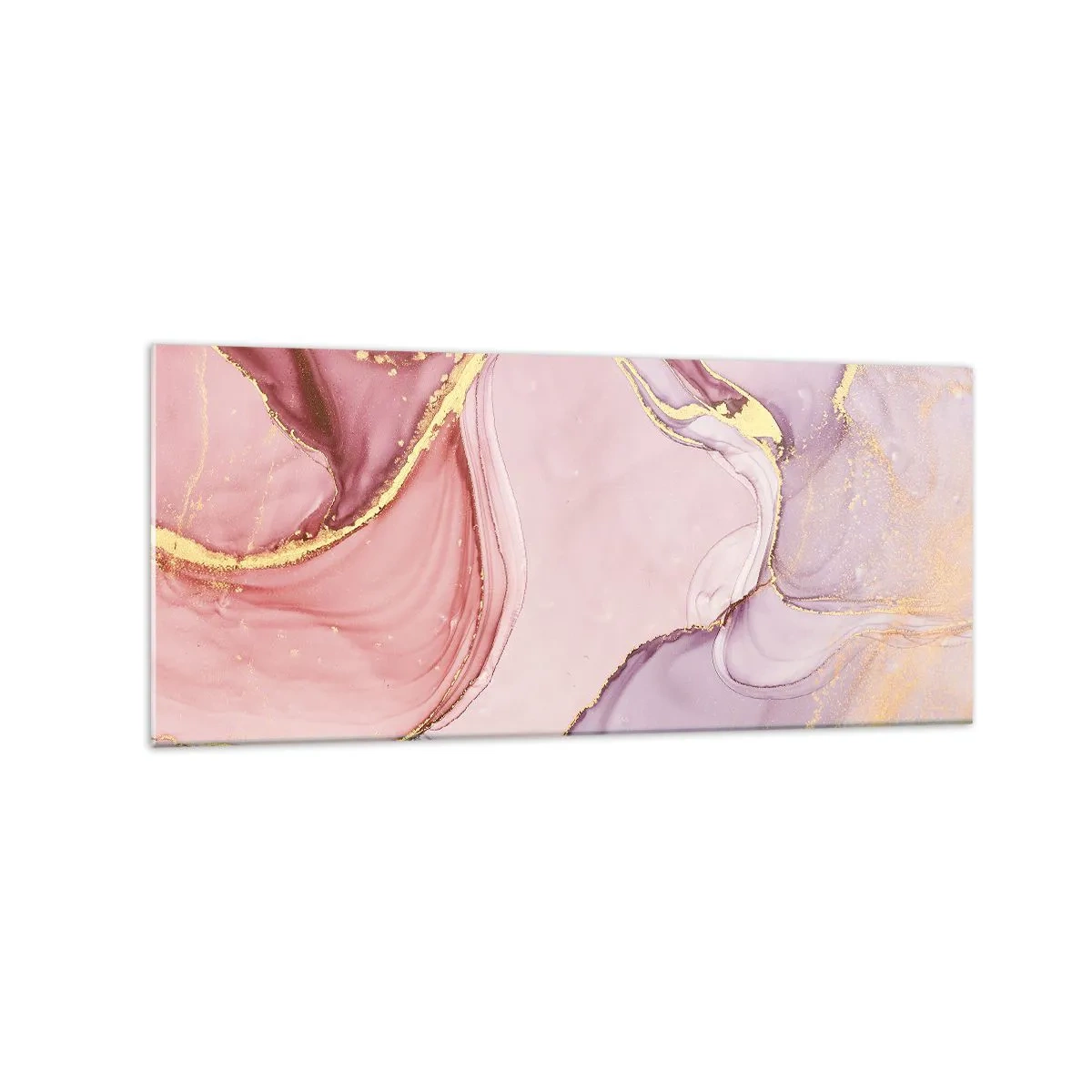 Glasbild - Bild auf glas - Zarte abstrakte Muster in Rosa- und Goldtönen - 120x50cm - Eine Liebkosung der Farben - Moderne Wanddekoration für Wohnzimmer und Schlafzimmer ARTTOR