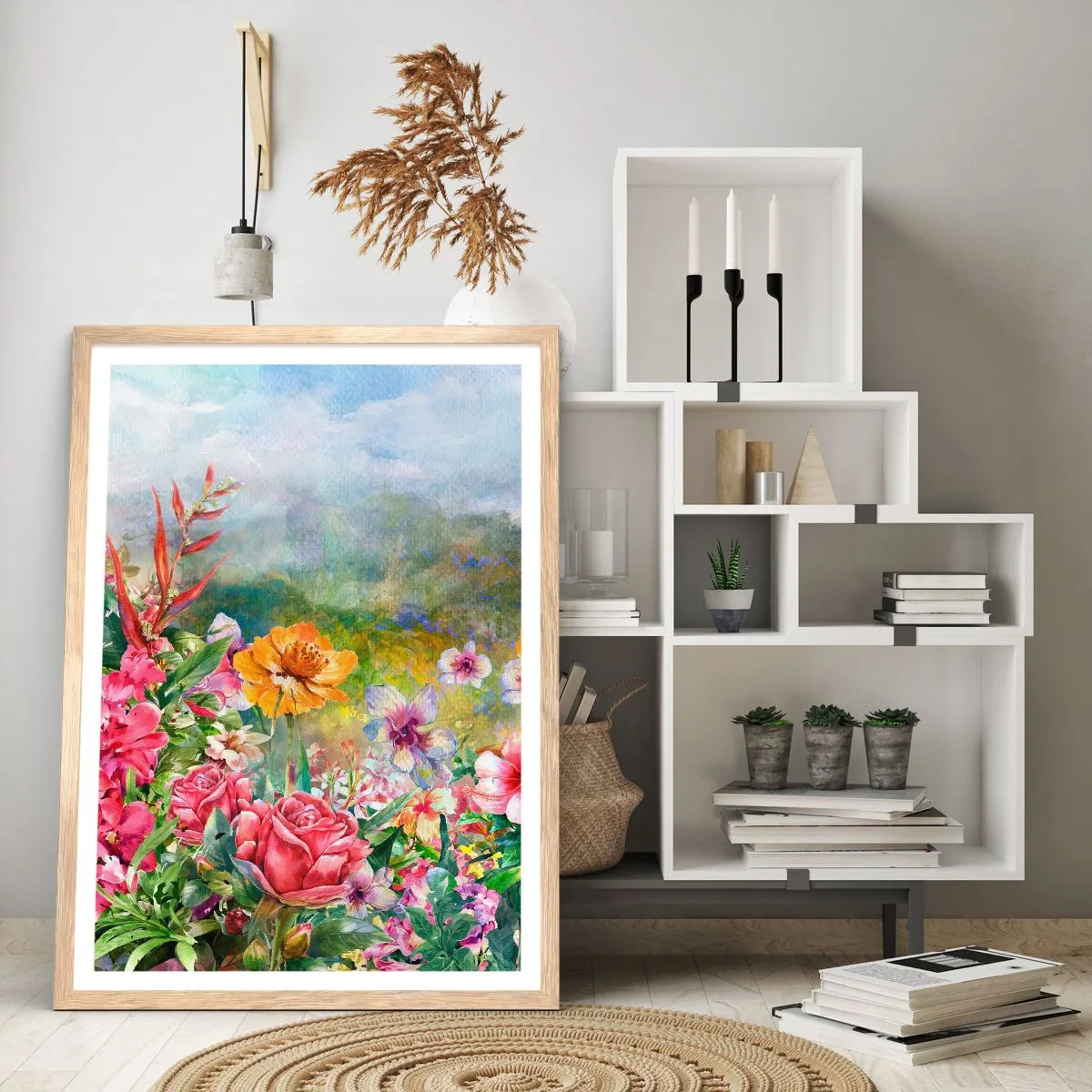 Poster in einem Rahmen aus heller Eiche - Ein Garten, der verrückt geworden ist - 30x40 cm