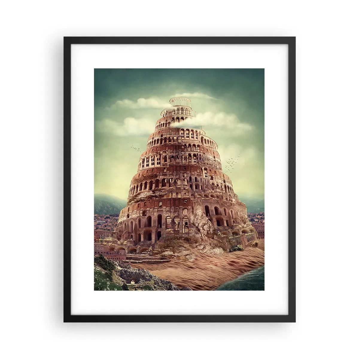 Poster in einem schwarzem Rahmen - Turm von Babylon - 40x50 cm