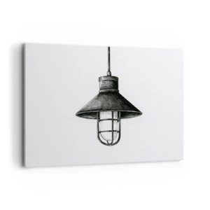 Bild auf Leinwand - Leinwandbild - Zeichnung einer Retro-Hängelampe auf weißem Hintergrund - 100x70cm - Wie vor Jahren… - Moderne Wanddekoration für Wohnzimmer und Schlafzimmer ARTTOR