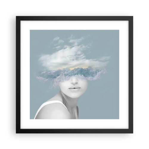 Poster in einem schwarzem Rahmen - Mit dem Kopf in den Wolken - 40x40 cm