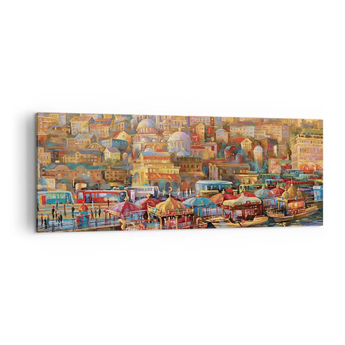 Bild auf Leinwand - Leinwandbild - Malerisches Panorama von Istanbul mit Blick auf die Bucht und die Stadt - 140x50cm - Istanbuler Geschichte - Moderne Wanddekoration für Wohnzimmer und Schlafzimmer ARTTOR