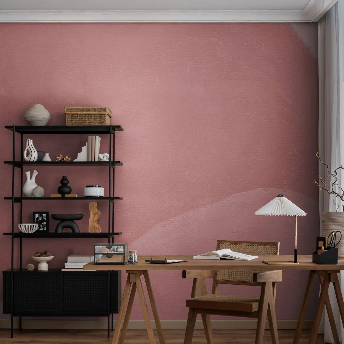 Fototapete Premium Sand - Abstrakte rosa Formen in einem organischen malerischen Stil - 100x70cm - Organische Komposition in Rosa - Moderne Wanddekoration für Wohnzimmer und Schlafzimmer ARTTOR