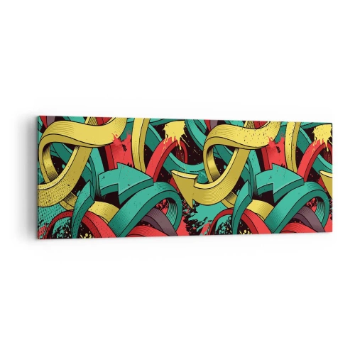 Bild auf Leinwand - Leinwandbild - Abstrakte Pfeile in leuchtenden Farben schaffen Chaos - 140x50cm - Welcher Weg zum Ziel? - Moderne Wanddekoration für Wohnzimmer und Schlafzimmer ARTTOR