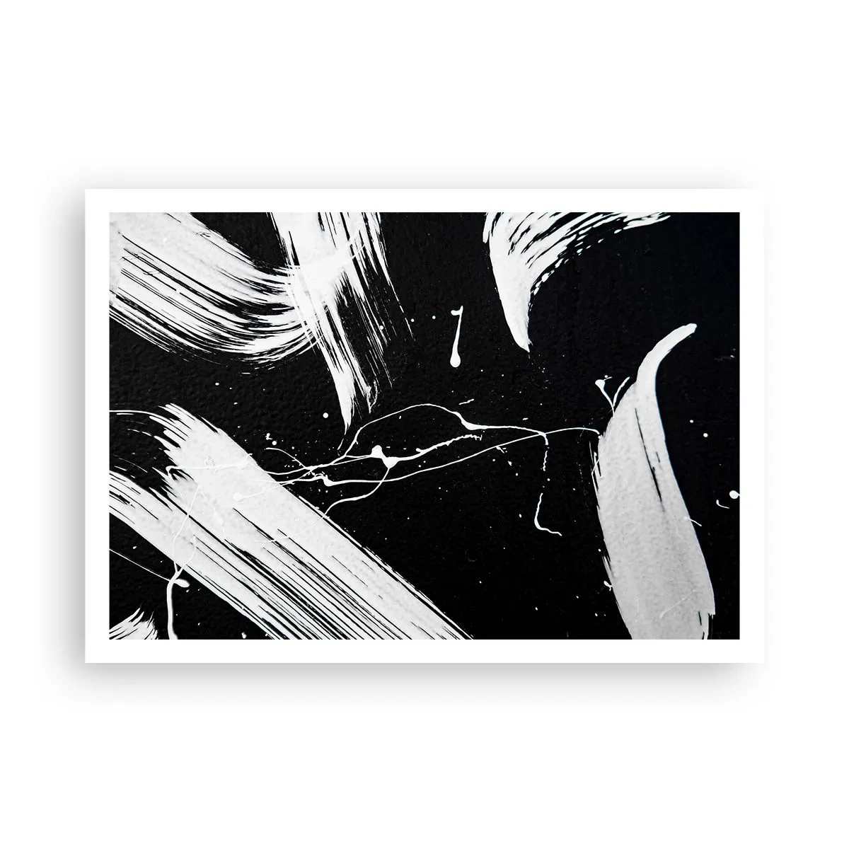 Poster - Abstrakte weiße Striche auf schwarzem Hintergrund - 100x70cm - Dunkelheit durchbrechen - Moderne Wanddekoration für Wohnzimmer und Schlafzimmer ARTTOR