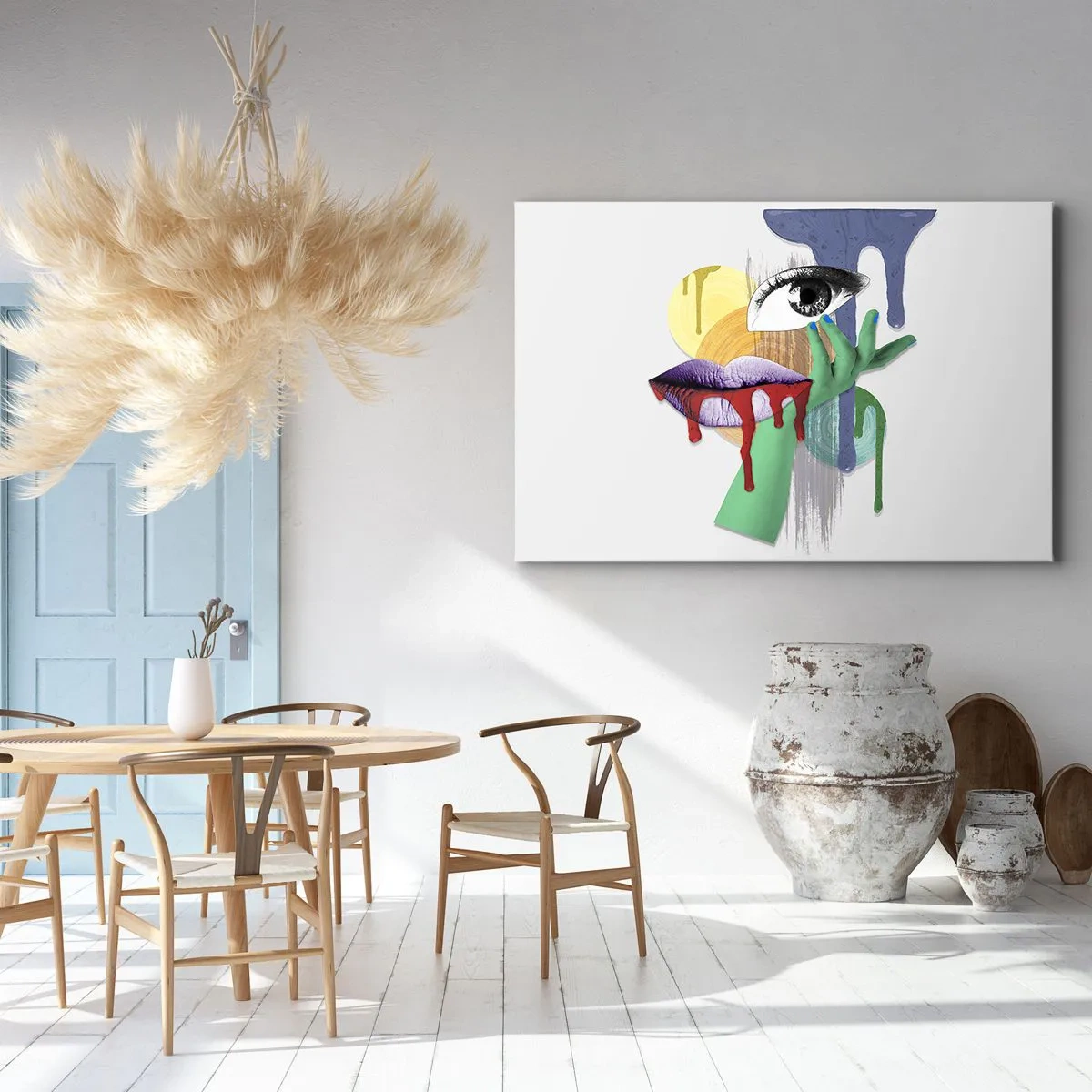 Bild auf Leinwand - Leinwandbild - Dekonstruiertes Porträt mit abstrakten Elementen - 70x50cm - Ein dekonstruiertes Porträt - Moderne Wanddekoration für Wohnzimmer und Schlafzimmer ARTTOR