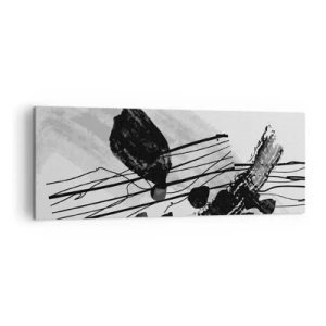 Bild auf Leinwand - Leinwandbild - Schwarz-weiße abstrakte Komposition mit organischen Formen - 140x50cm - Organische Schwarz-Weiß-Abstraktion - Moderne Wanddekoration für Wohnzimmer und Schlafzimmer ARTTOR