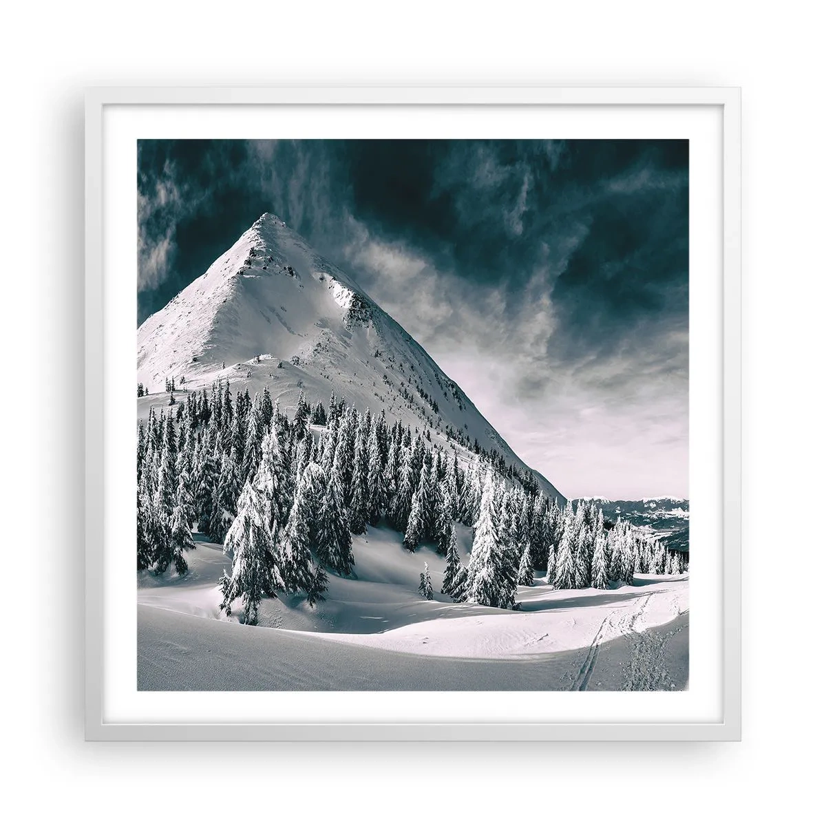 Poster in einem weißen Rahmen - Das Land aus Schnee und Eis - 60x60 cm