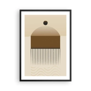 Poster in einem schwarzem Rahmen - Minimalistische Abstraktion in Braun- und Beigetönen - 50x70cm - Verschiedene Staaten - Moderne Wanddekoration für Wohnzimmer und Schlafzimmer ARTTOR