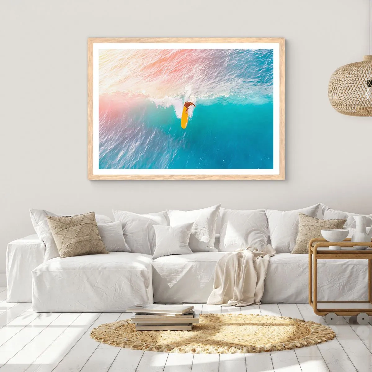 Poster in einem Rahmen aus heller Eiche - Der Ozeanreiter - 70x50 cm