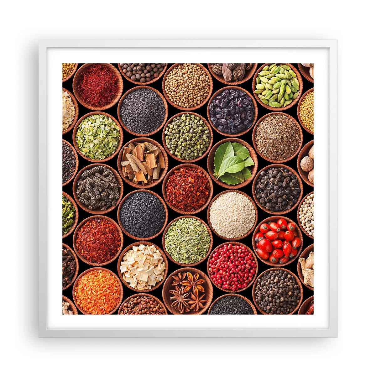Poster in einem weißen Rahmen - Alle Aromen der Welt - 60x60 cm