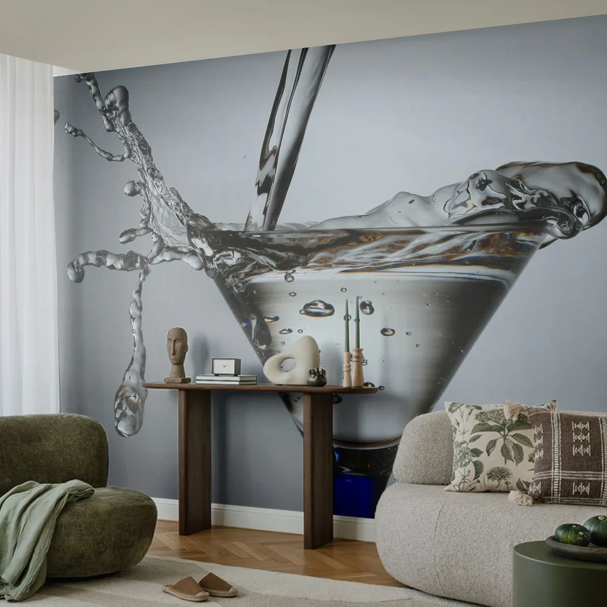 Fototapete Premium Canvas - Am Rand der Tasse - Glas, Trinken, Gastronomie - 250x175 cm