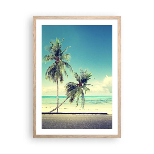 Poster in einem Rahmen aus heller Eiche - Zeit um in die Ferien zu starten - 50x70 cm