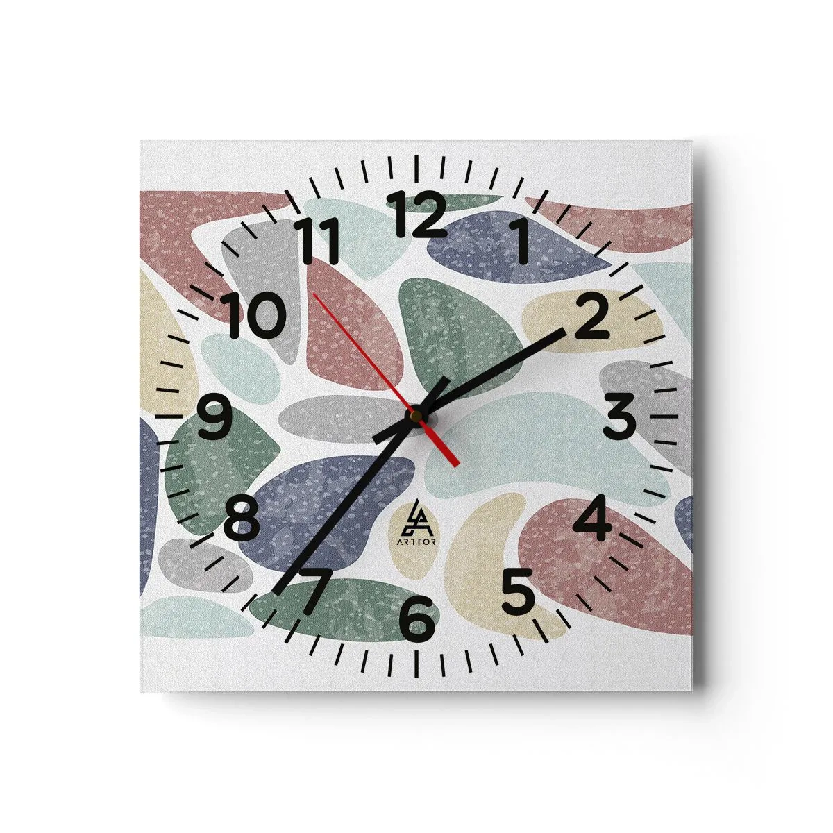 Wanduhr - Glasuhr - Mosaik aus pulverförmigen Farben - 40x40 cm