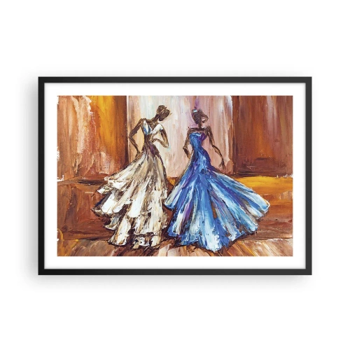 Poster in einem schwarzem Rahmen - Figuren in Abendkleidern im künstlerischen Stil - 70x50cm - Ein dankbares Duo - Moderne Wanddekoration für Wohnzimmer und Schlafzimmer ARTTOR