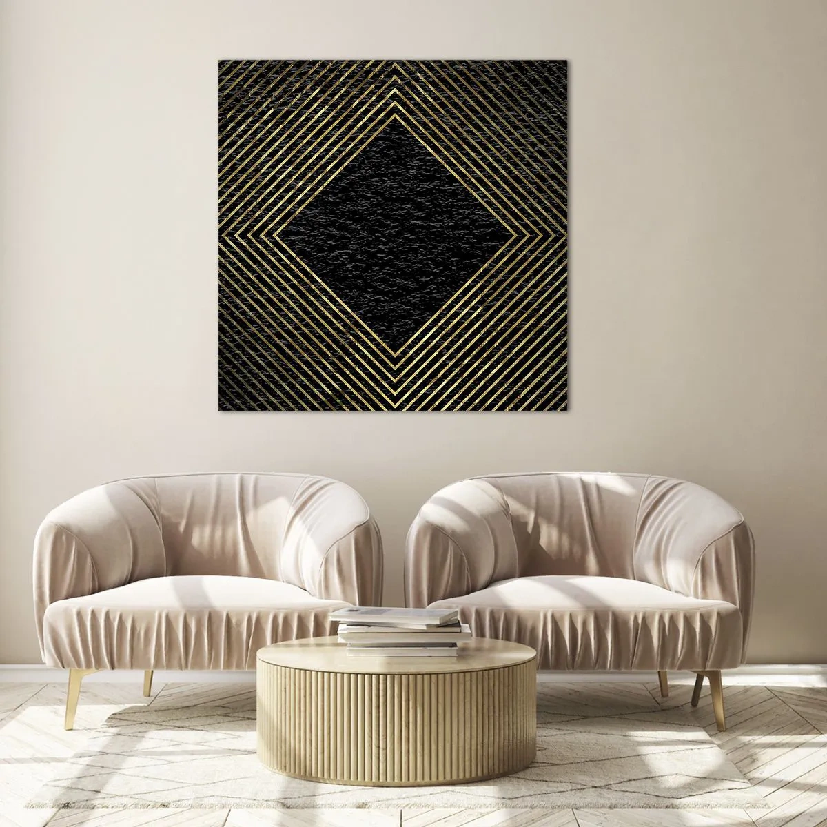 Glasbild - Bild auf glas - Geometrie im glamourösen Stil - 30x30 cm