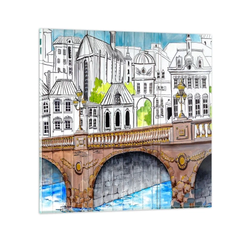 Glasbild - Bild auf glas - Die Stadt ist gemalt - 60x60 cm