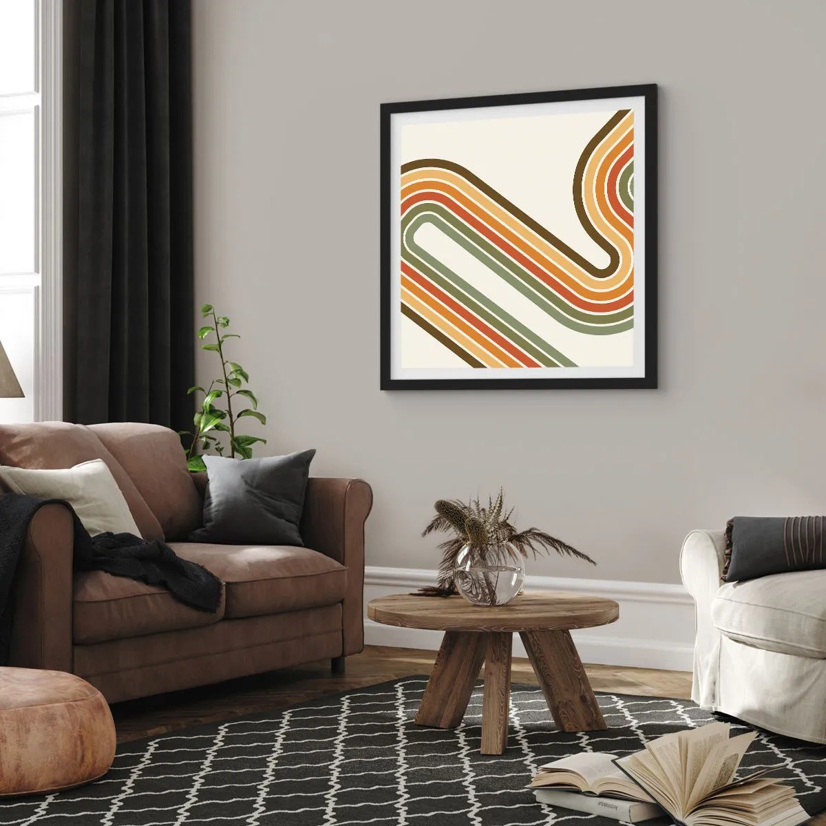 Poster in einem schwarzem Rahmen - Zickzack zum Ziel - 50x50 cm