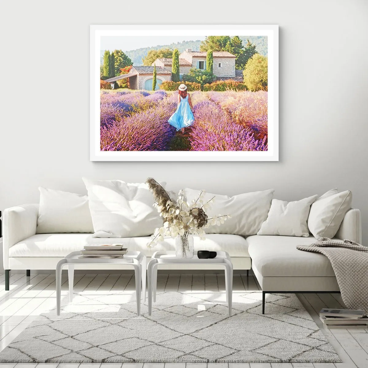 Poster in einem weißen Rahmen - Lavendel Mädchen - 50x40 cm
