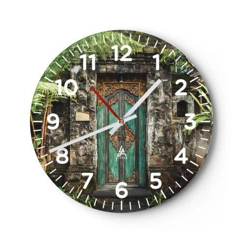 Wanduhr - Glasuhr - Eine Tür zu einer exotischen Welt - 40x40 cm