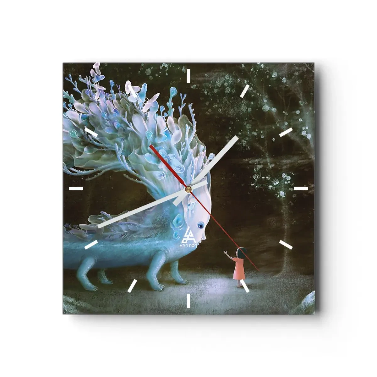 Wanduhr - Glasuhr - Fantastisches Treffen - 40x40 cm