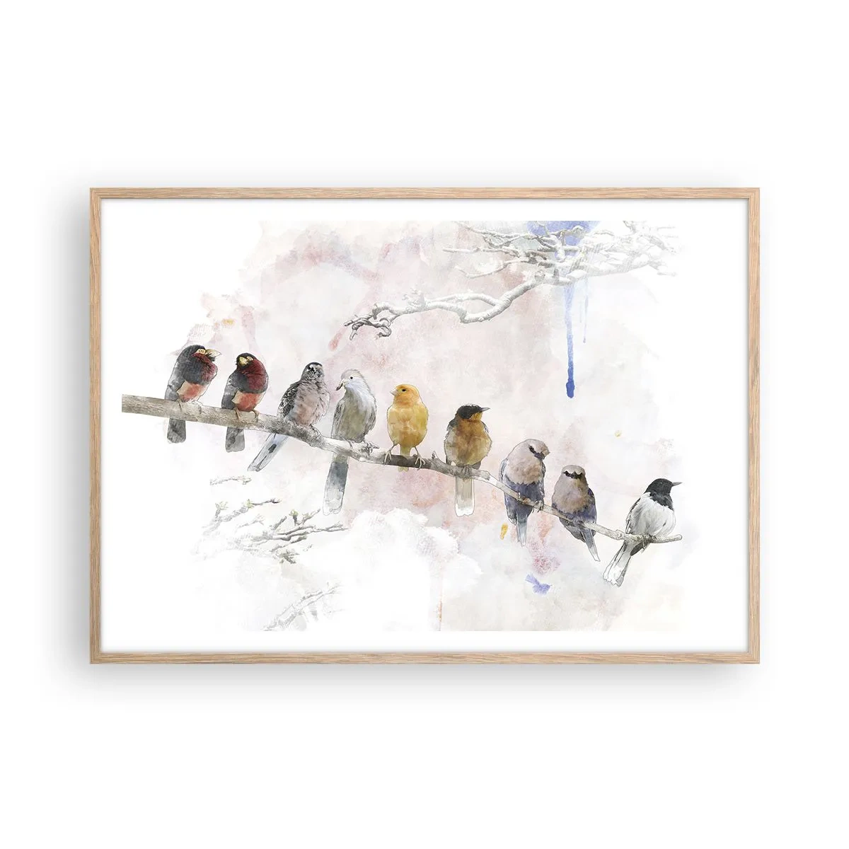 Poster in einem Rahmen aus heller Eiche - Geflügeltes Treffen - 100x70 cm