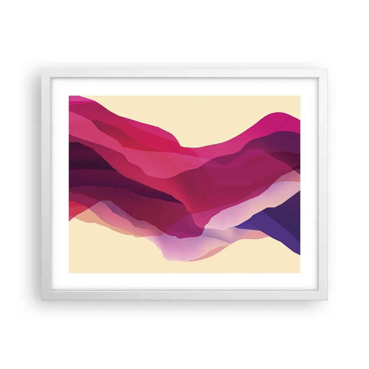 Poster in einem weißen Rahmen - Lila Wellen - 50x40 cm