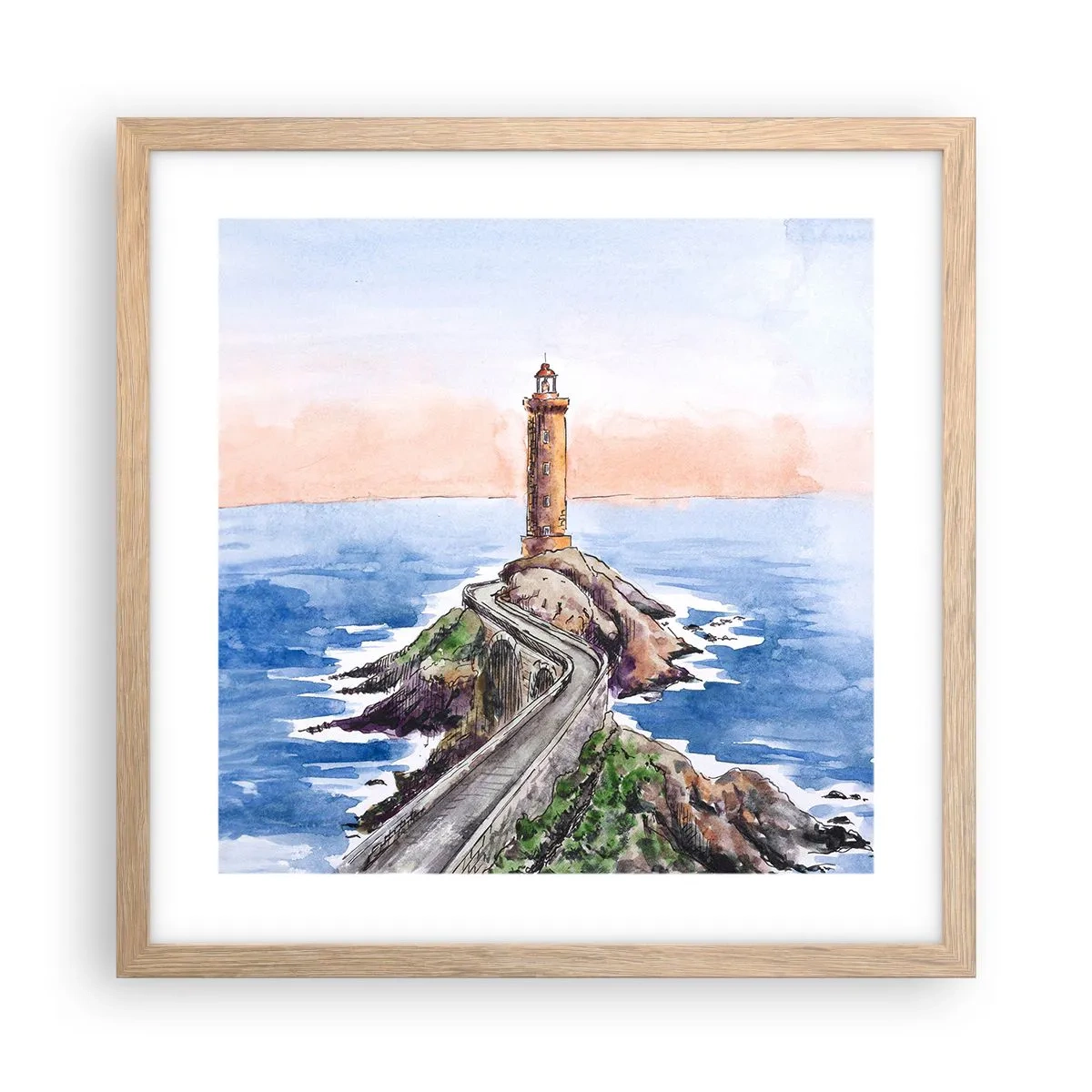 Poster in einem Rahmen aus heller Eiche - Dem Meer zugewandt - 40x40 cm