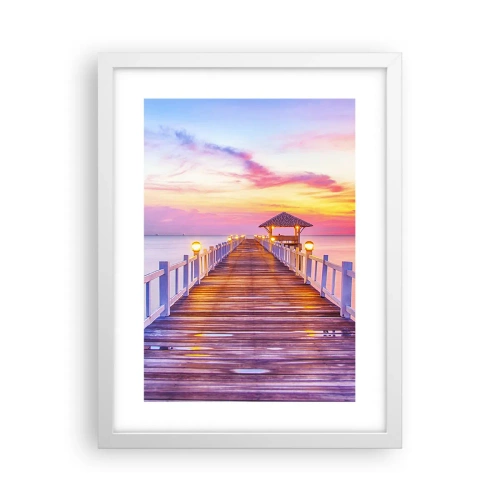 Poster in einem weißen Rahmen - Die lila-goldene Stille des Abends - 30x40 cm