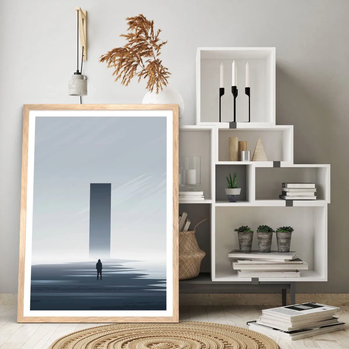 Poster in einem Rahmen aus heller Eiche - Chance oder Bedrohung? - 61x91 cm