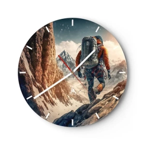 Wanduhr - Glasuhr - Ein Wanderer, der allein einen Bergpfad erklimmt - 30x30cm - Einsamer Krieger - Moderne Wanddekoration für Wohnzimmer, Küche und Schlafzimmer ARTTOR